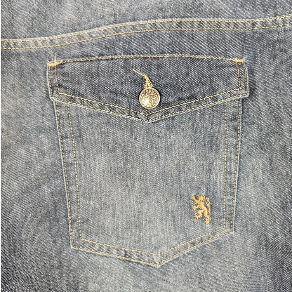 English Laundry Jeans Mens 46 x 32 Straight Whiskers Lions Crest blue Denim